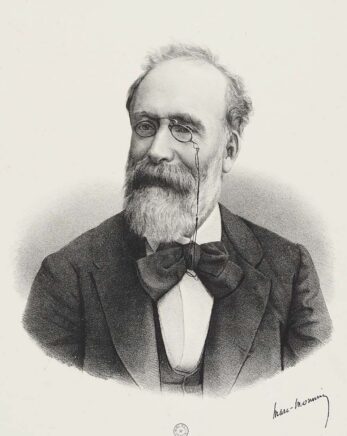 Lithographie en noir et blanc montrant le portrait en buste de l'auteur.