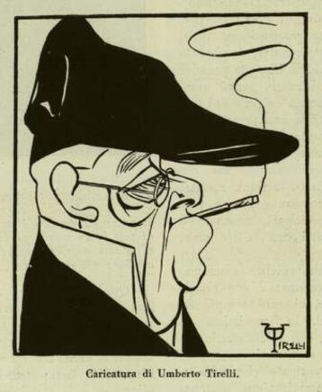 Caricature d'un homme de profil coiffé d'une casquette et fumant une cigarette