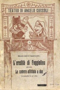 Couverture du livre avec une vignette montrant deux marionnettes à gaine, Faggiolino et le Docteur