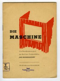 Couverture de la brochure, avec le dessin de castelet de marionnettiste imprimé en rouge