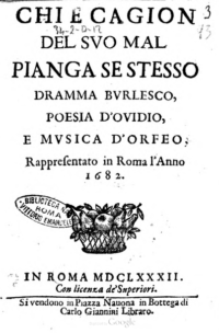 Texte imprimé en italien (page de titre)