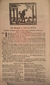 Page imprimée avec une gravure montrant une potence et les deux bourreaux