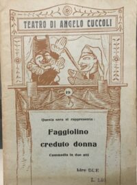 Couverture du livre avec une vignette montrant deux marionnettes à gaine, Faggiolino et le Docteur