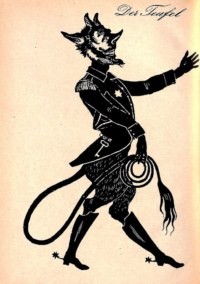 Dessin d'un diable vu de profil