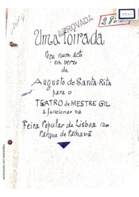 Page de couverture du manuscrit de la pièce, écrite en lettres stylisée.