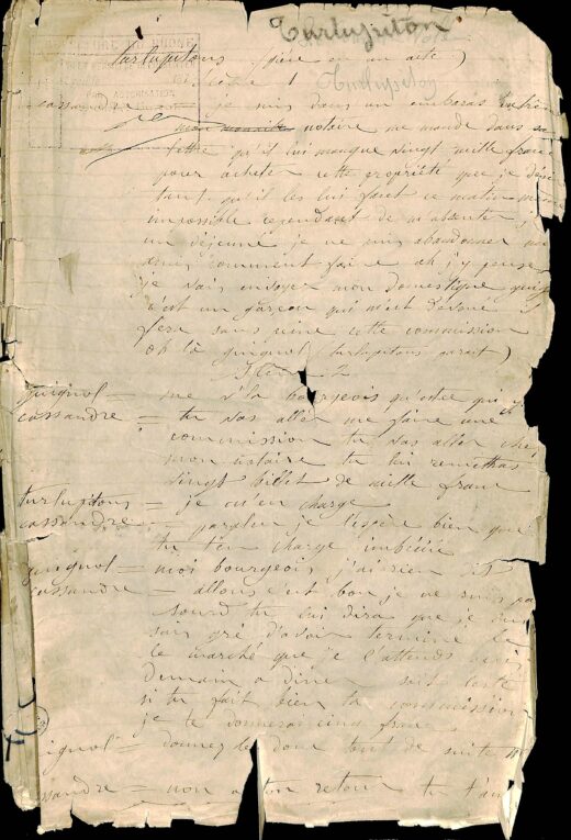Page manuscrite très abîmée