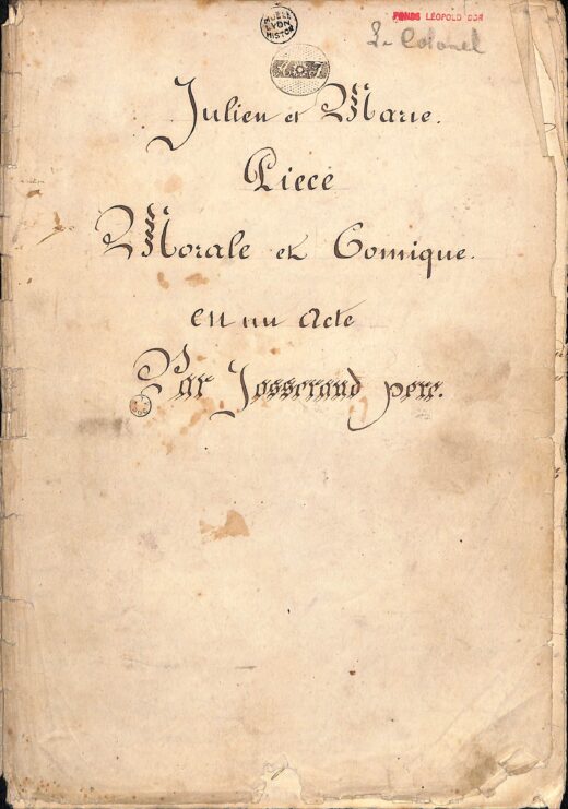 Couverture avec titre manuscrit