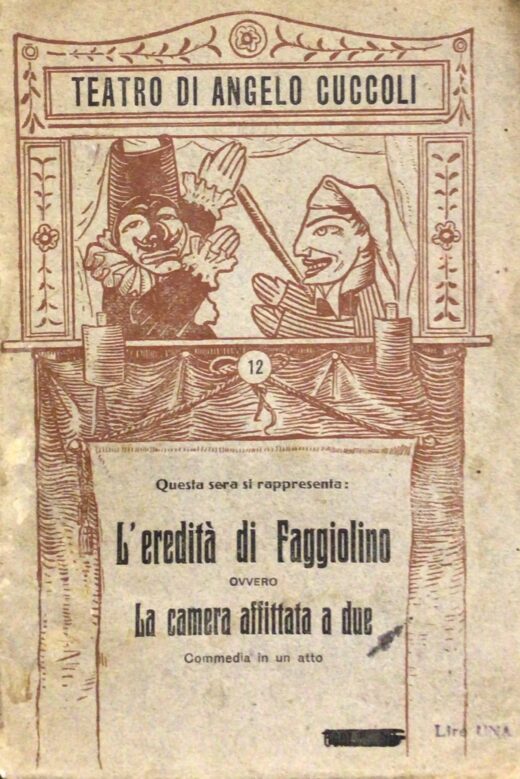 Couverture du livre avec une vignette montrant deux marionnettes à gaine, Faggiolino et le Docteur