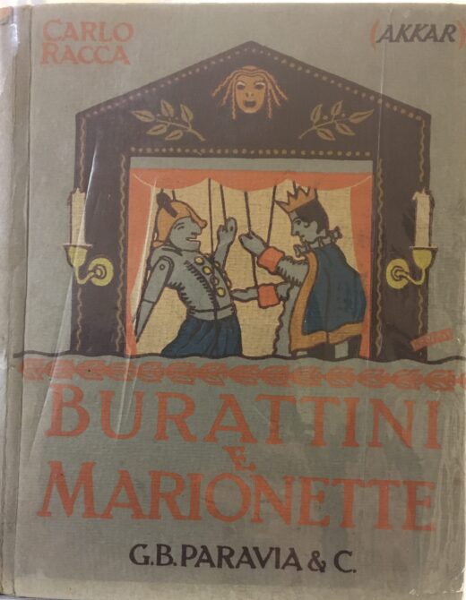 Couverture du recueil avec un dessin représentant deux marionnettes, dont un en costume de roi, dans un castelet