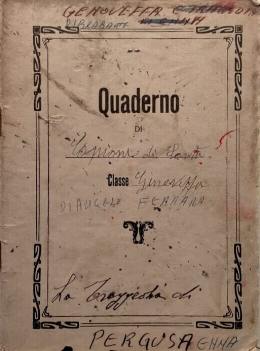 Couverture d'un cahier manuscrit