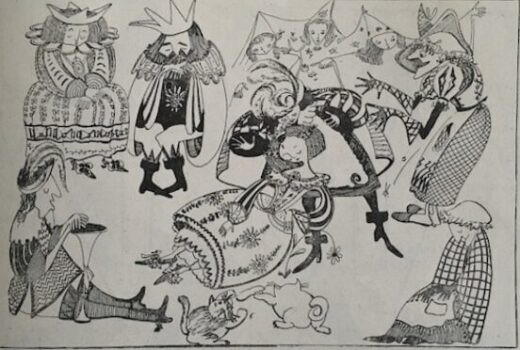 Dessins rassemblant les différents personnages de la pièce